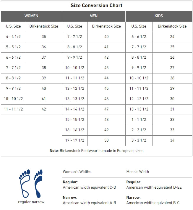 Birkenstock Size Chart